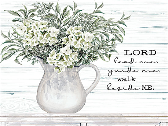 Cindy Jacobs CIN3910 - CIN3910 - Lord Lead Me - 16x12 Religious, Flowers, White Flowers, Greenery, Pitcher, Bouquet, Lord Lead Me, Guide Me, Walk Beside Me, Typography, Signs, Textual Art, Inspirational from Penny Lane