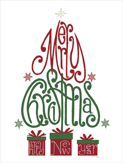 Cindy Jacobs CIN3939 - CIN3939 - Merry Christmas Tree - 12x16 Christmas, Holidays, Happy New Year, Typography, Signs, Textual Art, Christmas Tree, Red, Green, Presents, New Year's from Penny Lane