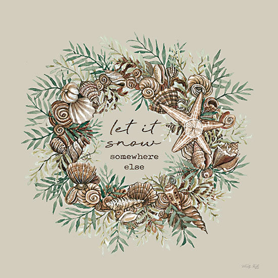 Cindy Jacobs CIN3950 - CIN3950 - Let It Snow Seashell Wreath - 12x12 Coastal, Winter, Humor, Let It Snow Somewhere Else, Typography, Signs, Wreath, Shells, Greenery from Penny Lane