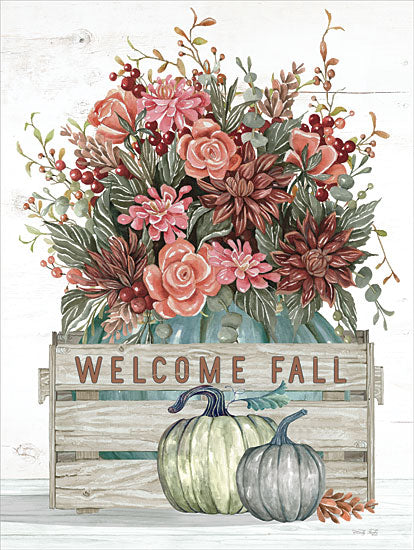 Cindy Jacobs CIN3965 - CIN3965 - Welcome Fall - 12x16 Still Life, Welcome Fall, Flowers, Pumpkins, Fall Flowers, Mums, Greenery, Crate, Farmhouse/Country from Penny Lane