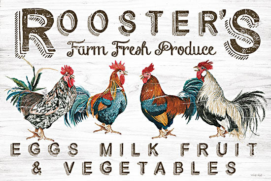 Cindy Jacobs CIN3978 - CIN3978 - Rooster's Farm Fresh Produce - 18x12 Farm Fresh Produce, Typography, Signs, Textual Art, Roosters, Advertisements, Kitchen, Farm, Farmhouse/Country from Penny Lane