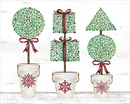 Cindy Jacobs CIN3997 - CIN3997 - Merry Topiaries - 16x12 Christmas, Holidays, Topiaries, Still Life,  Potted Topiaries, Berries, Ribbons, Snowflakes, Winter from Penny Lane