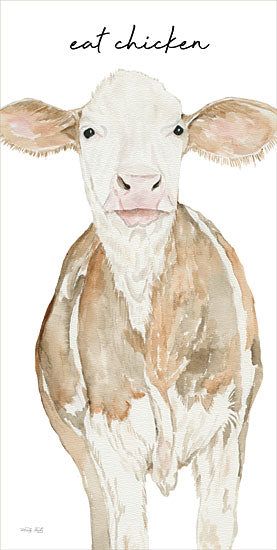 Cindy Jacobs CIN4028 - CIN4028 - Eat Chicken Cow - 9x18 Cow, Portrait, Humor, Eat Chicken, Typography, Signs, Textual Art, Brown and White Cow, Farm Animal from Penny Lane