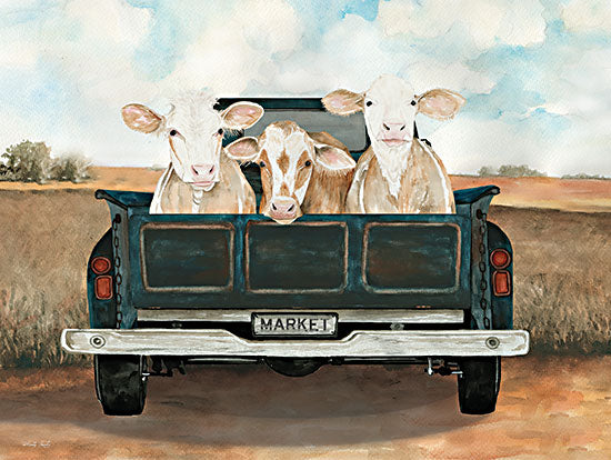 Cindy Jacobs CIN4041 - CIN4041 - Along for the Ride - 16x12 Whimsical, Farm Animals, Cows, Truck, Pickup Truck, Farm, Fields, Market, Humor from Penny Lane