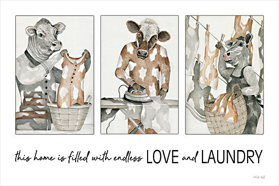 Cindy Jacobs CIN4047 - CIN4047 - Love and Laundry - 18x12 Humor, Cows, Laundry, This Home is Filled with Endless Love and Laundry, Typography, Signs, Textual Art, Whimsical, Ironing, Clothes Basket, Clothesline  from Penny Lane