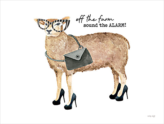 Cindy Jacobs CIN4058 - CIN4058 - Off the Farm Sheep - 16x12 Whimsical, Sheep, Fashion, Glasses, Purse, High Heel Shoes, Off the Farm Sound the Alarm, Typography, Signs, Textual Art from Penny Lane