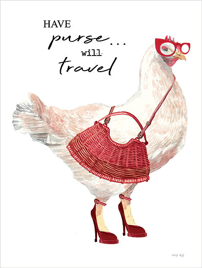 Cindy Jacobs CIN4059 - CIN4059 - Have Purse, Will Travel Chicken - 12x16 Whimsical, Chicken, Fashion, Glasses, Purse, High Heel Shoes, Have Purse Will Travel, Typography, Signs, Textual Art from Penny Lane