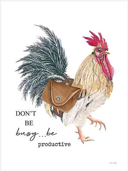 Cindy Jacobs CIN4062 - CIN4062 - Be Productive Rooster - 12x16 Whimsical, Rooster, Fashion, Glasses, Purse, Don't be Busy… Be Productive, Typography, Signs, Textual Art from Penny Lane