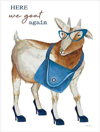 Cindy Jacobs CIN4063 - CIN4063 - Here We Goat Again - 12x16 Whimsical, Goat, Fashion, Glasses, Purse, High Heel Shoes, Here We Goat Again, Typography, Signs, Textual Art from Penny Lane