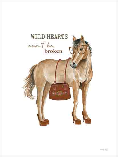 Cindy Jacobs CIN4064 - CIN4064 - Wild Hearts Horse - 12x16 Whimsical, Horse, Fashion, Glasses, Purse, High Heel Shoes, Wild Hearts Can't be Broken, Typography, Signs, Textual Art from Penny Lane