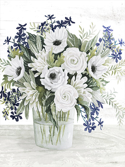 Cindy Jacobs CIN4116 - CIN4116 - A Touch of Blue   - 12x16 Flowers, Bouquet, White Flowers, Blue Flowers, Greenery, Vase, A Touch of Blue, Cottage/Country from Penny Lane