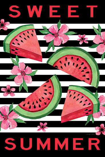 Cindy Jacobs CIN4178 - CIN4178 - Summer Watermelon - 12x18 Sweet Summer, Watermelon, Typography, Signs, Textual Art, Summer, Flowers, Tropical, Black & White Stripes from Penny Lane