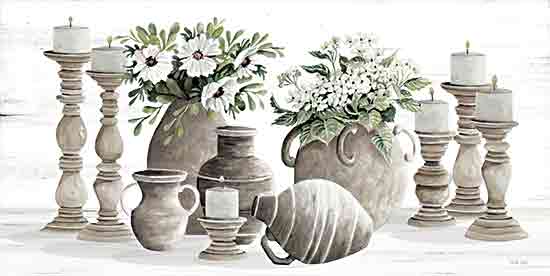Cindy Jacobs CIN4207 - CIN4207 - Vase Collection III - 18x9 Still Life, Vases, Flowers, White Flowers, Candlesticks, Candles, Neutral Palette from Penny Lane