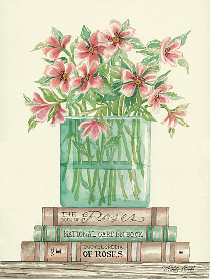 Cindy Jacobs CIN779 - Book Bouquet I - Pink Flowers, Vase, Books, Shelf from Penny Lane Publishing