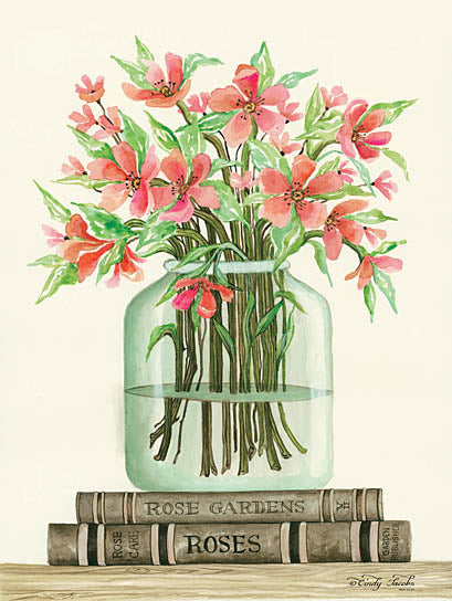 Cindy Jacobs CIN780 - Book Bouquet II - Pink Flowers, Vase, Books, Shelf from Penny Lane Publishing