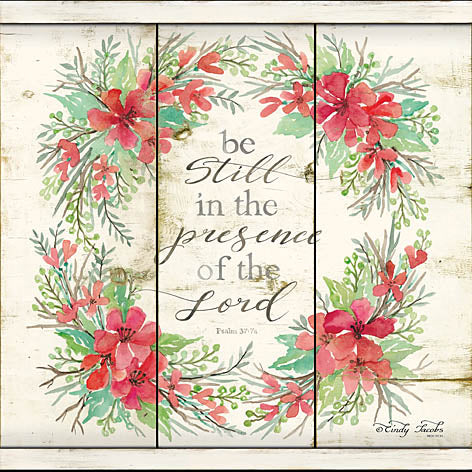 Cindy Jacobs CIN784 - Be Still Floral Wreath - Pink Flowers, Wreath, Religious, Inspirational from Penny Lane Publishing