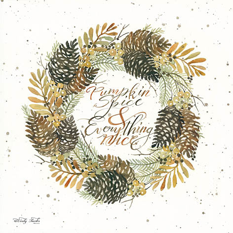 Cindy Jacobs CIN882 - Pumpkin Spice Wreath - Wreath, Pinecones, Leaves from Penny Lane Publishing