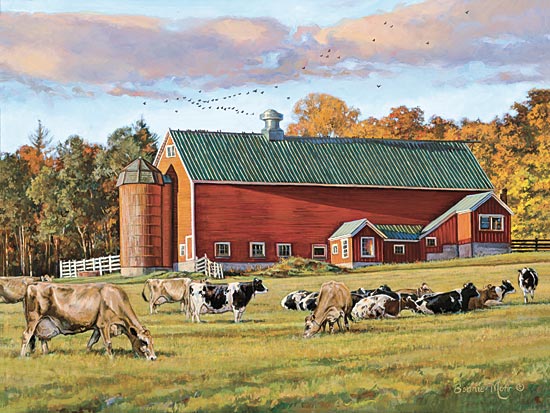 Bonnie Mohr COW135 - Autumn's Splendor - Autumn, Cows, Pasture, Barn, Farm from Penny Lane Publishing