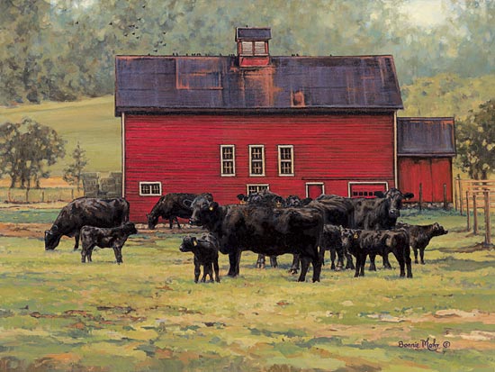 Bonnie Mohr COW219 - By the Red Barn - Cows, Barn, Farm, Landscape from Penny Lane Publishing