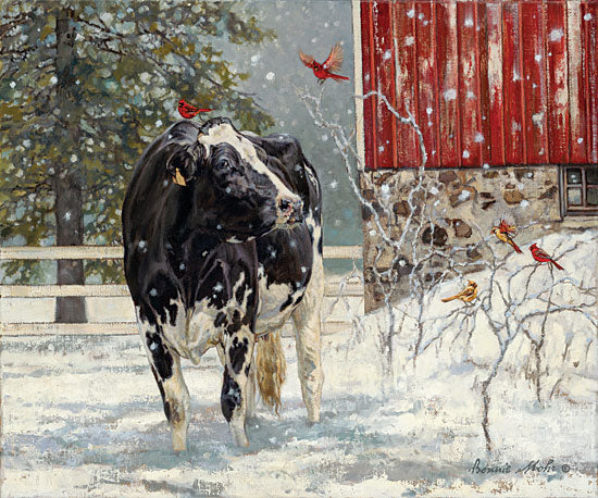 Bonnie Mohr COW325 - COW325 - Cardinal Visitors - 16x12 Cow, Cardinals, Birds, Farm, Farm Animal, Winter, Snow, Tree from Penny Lane