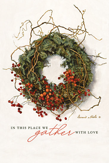 Bonnie Mohr COW353 - COW353 - Gathering Wreath - 12x18 Wreath, Berries, Gather, Gather with Love, Rustic, Nature, Typography, Signs from Penny Lane