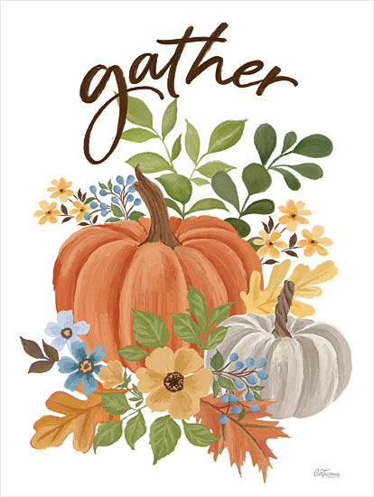 Cat Thurman Designs CTD185 - CTD185 - Gather - 12x16 Fall, Still Life, Pumpkins, Flowers, Leaves, Gather, Typography, Signs, Textual Art, Farmhouse/Country  from Penny Lane