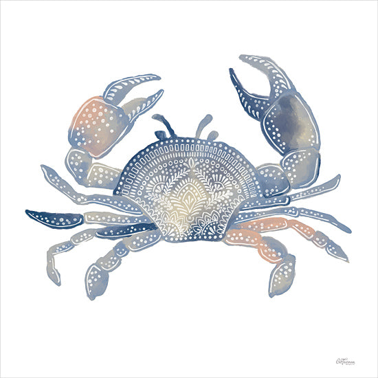Cat Thurman Designs CTD203 - CTD203 - Decorated Crab - 12x12 Coastal, Crab, Folk Art Crab, Blue Crab, Decorated Crab from Penny Lane