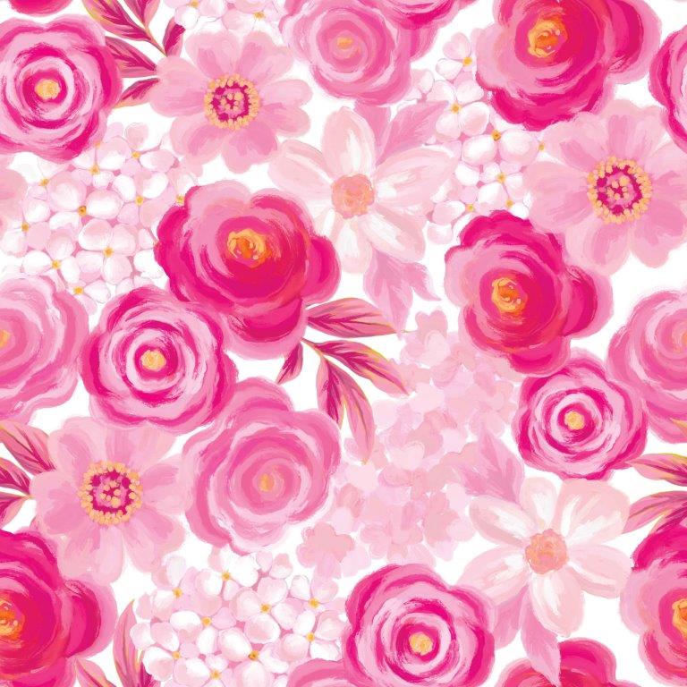 Cat Thurman Designs CTD256 - CTD256 - Pink Floral Field - 12x12 Flowers, Pink Flowers, Pink and White, Blooms, Petals from Penny Lane