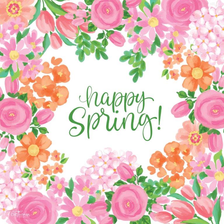 Cat Thurman Designs CTD259 - CTD259 - Happy Spring Flowers - 12x12 Spring, Flowers, Spring Flowers, Pink Flowers, Orange Flowers, Happy Spring, Typography, Signs, Textual Art from Penny Lane