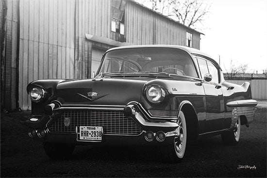 Dakota Diener DAK166 - DAK166 - Vintage Vehicle V - 18x12 Photography, Car, Cadillac, Vintage, Old Fashioned, Black & White, Masculine, Old Building from Penny Lane