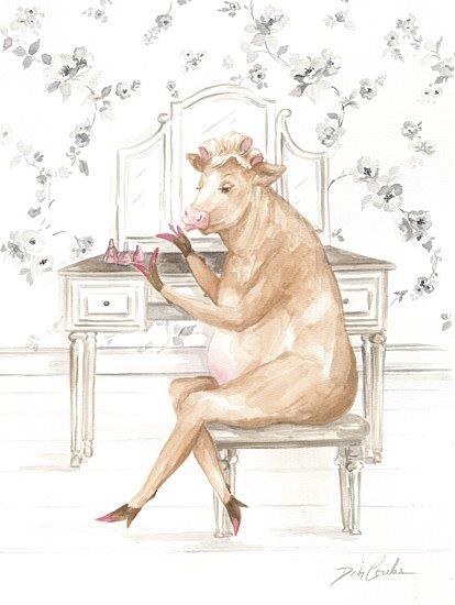 Debi Coules DC145 - DC145 - Hello Gorgeous - 12x16 Whimsical, Bedroom, Beauty, Cow, Mirrors, Stool, Wallpaper, Nail Polish, Hello Gorgeous from Penny Lane