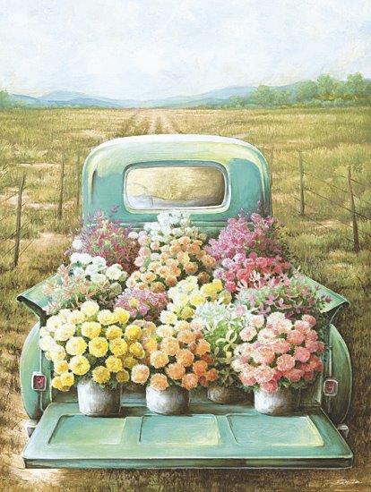 Dee Dee DD1628 - DD1628 - Flowers for Sale - 12x16 Truck, Teal Truck, Flowers, Truck Bed, Spring, Spring Flowers, Farmhouse/Country, Flower Garden from Penny Lane