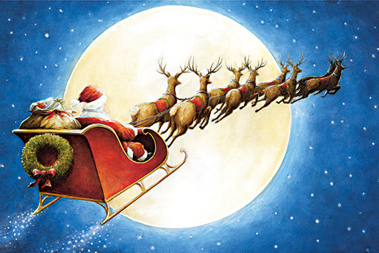 Dee Dee DD1678 - DD1678 - Full Moon on Christmas Eve - 18x12 Christmas, Holidays, Santa Claus, Reindeer, Christmas Eve, Sleigh, Whimsical, Winter from Penny Lane