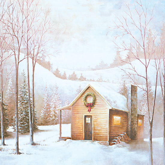 Dee Dee DD1681 - DD1681 - Christmas Cabin - 12x12 Christmas, Holidays, Winter, Snow, Cabin, Landscape, Wreath, Snow from Penny Lane