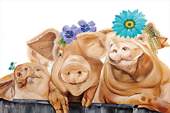 Diane Fifer DF148 - DF148 - Floral Pig Trio - 18x12 Pig, Flowers, Farm Animals, Humorous from Penny Lane