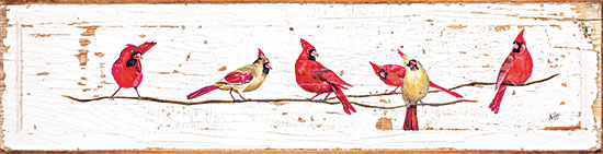 Diane Fifer DF163 - DF163 - Let's Tweet - 18x4 Birds, Cardinals, Branch, Wood Background, Male Cardinals, Female Cardinals from Penny Lane