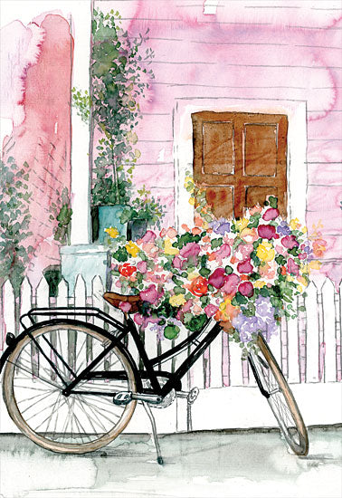 Dogwood Portfolio DOG154 - DOG154 - Spring Bike Ride - 12x16 Bicycle, Bike, Flowers, Flowers in Basket, Abstract, Watercolor from Penny Lane