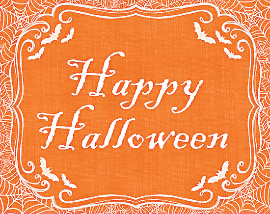 Dogwood Portfolio DOG220 - DOG220 - Happy Halloween Web - 16x12 Halloween, Typography, Signs, Happy Halloween, Spider's Web, Bats, Orange, Fall from Penny Lane
