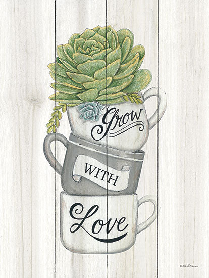 Deb Strain DS1494 - Grow with Love Succulents - Succulents, Coffee Cups, Kitchen from Penny Lane Publishing