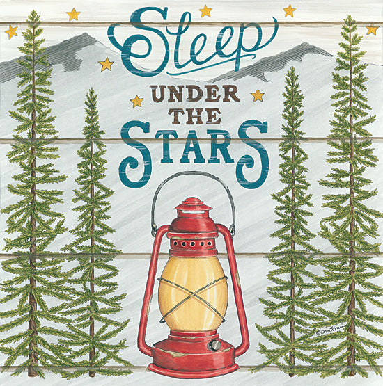 Deb Strain DS1847 - DS1847 - Sleep Under the Stars - 12x12 Signs, Typography, Camping, Lamp, Trees, Mountains from Penny Lane