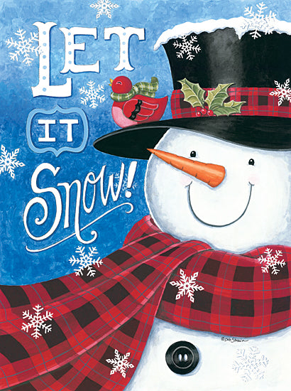 Deb Strain DS1875 - DS1875 - Let It Snow Snowman - 12x16 Signs, Typography, Snowman, Bird, Buffalo Plaid, Scarf from Penny Lane