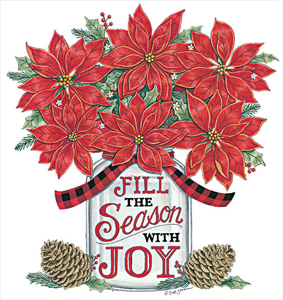 Deb Strain DS1921 - DS1921 - Fill the Season Poinsettia Jar - 12x12 Holidays, Christmas, Flowers, Poinsettias, Pinecones, Glass Jar, Joy, Signs from Penny Lane