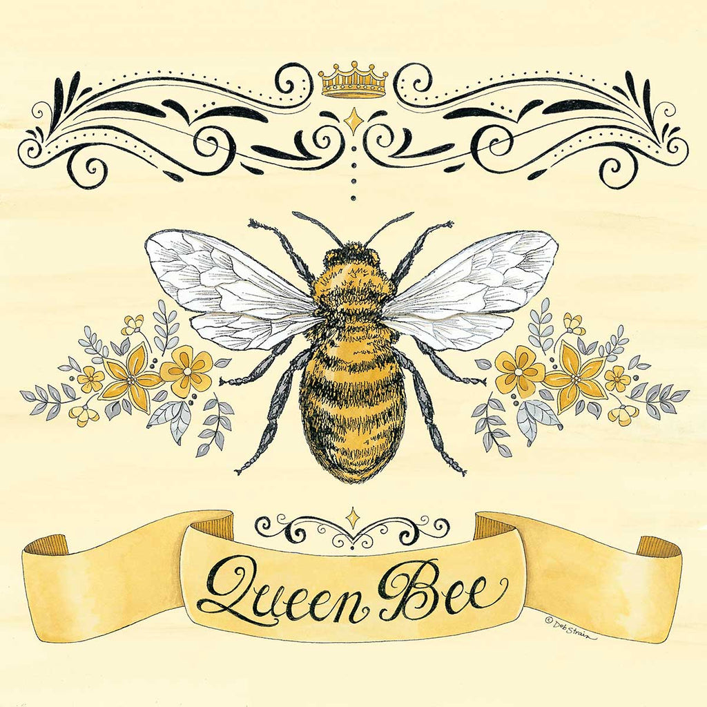 Deb Strain DS1944 - DS1944 - Queen Bee & Flowers - 12x12 Queen Bee, Flowers, Crown, Banner, Signs from Penny Lane