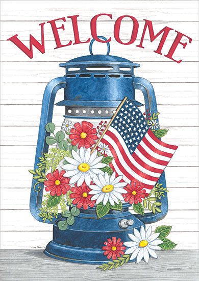 Deb Strain DS2010 - DS2010 - Patriotic Lantern - 12x16 Patriotic Lantern, American Flag, Lantern, Welcome, Greeting, Flowers, Daisies, Summer, Signs from Penny Lane