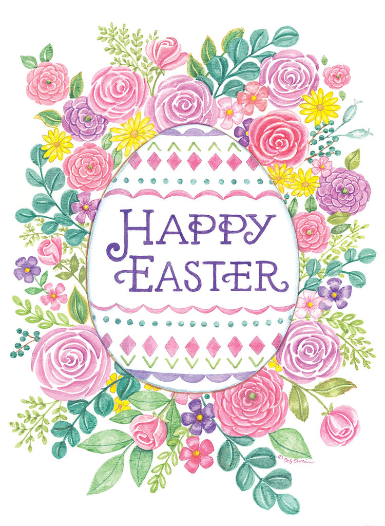 Deb Strain DS2015 - DS2015 - Happy Easter Floral - 12x16 Happy Easter, Easter Egg, Flowers, Spring Flowers, Spring Time from Penny Lane