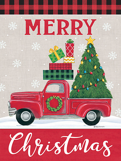 Deb Strain DS2038 - DS2038 - Christmas Tree Truck - 12x16 Merry Christmas, Holidays, Christmas, Truck, Red Truck, Christmas Tree, Tree, Presents, Typography, Signs from Penny Lane