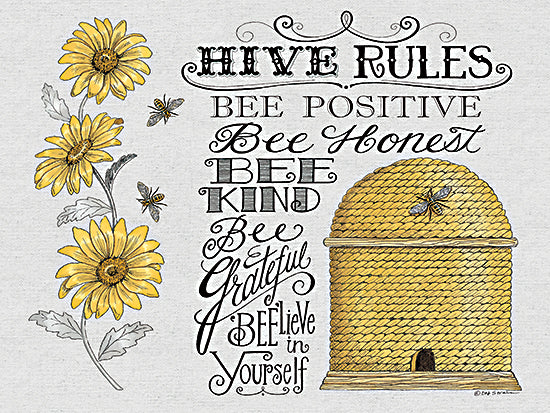 Deb Strain DS2048 - DS2048 - Hive Rules - 16x12 Hive Rules, Bees, Flowers, Whimsical, Motivational, Typography, Signs from Penny Lane