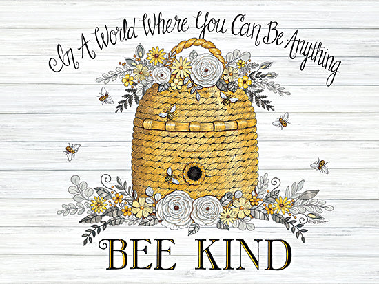 Deb Strain DS2053 - DS2053 - Bee Kind Bee Hive - 16x12 In a World Where You Can Be Anything, Be Kind, Bees, Hive, Flowers, Motivational, Typography, Signs, Flowers,  from Penny Lane