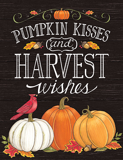 Deb Strain DS2066 - DS2066 - Pumpkin Kisses & Harvest Wishes - 12x16 Pumpkin Kisses & Harvest Wishes, Fall, Autumn, Pumpkins, Cardinal, Still Life, Typography, Signs from Penny Lane