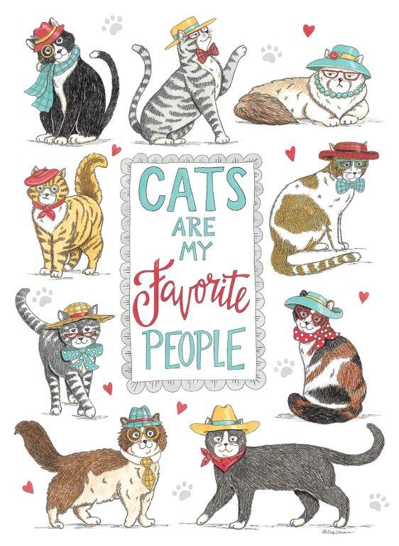 Deb Strain DS2085 - DS2085 - Cats are My Favorite People - 12x16 Cats, Pets, Whimsical, Typography, Signs, Cats are My Favorite People, Hats from Penny Lane
